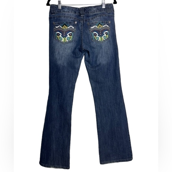 NWOT Candie's Sexy Low Rider Dark Blue Jeans Hand Painted Pockets Size 7 - Picture 2 of 8